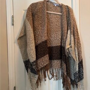 Elegant Brown and Cream Women's Poncho